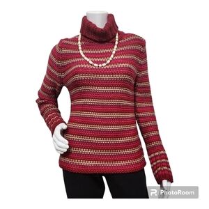 Gap Turtleneck Red Wool Boho Sweater Size M